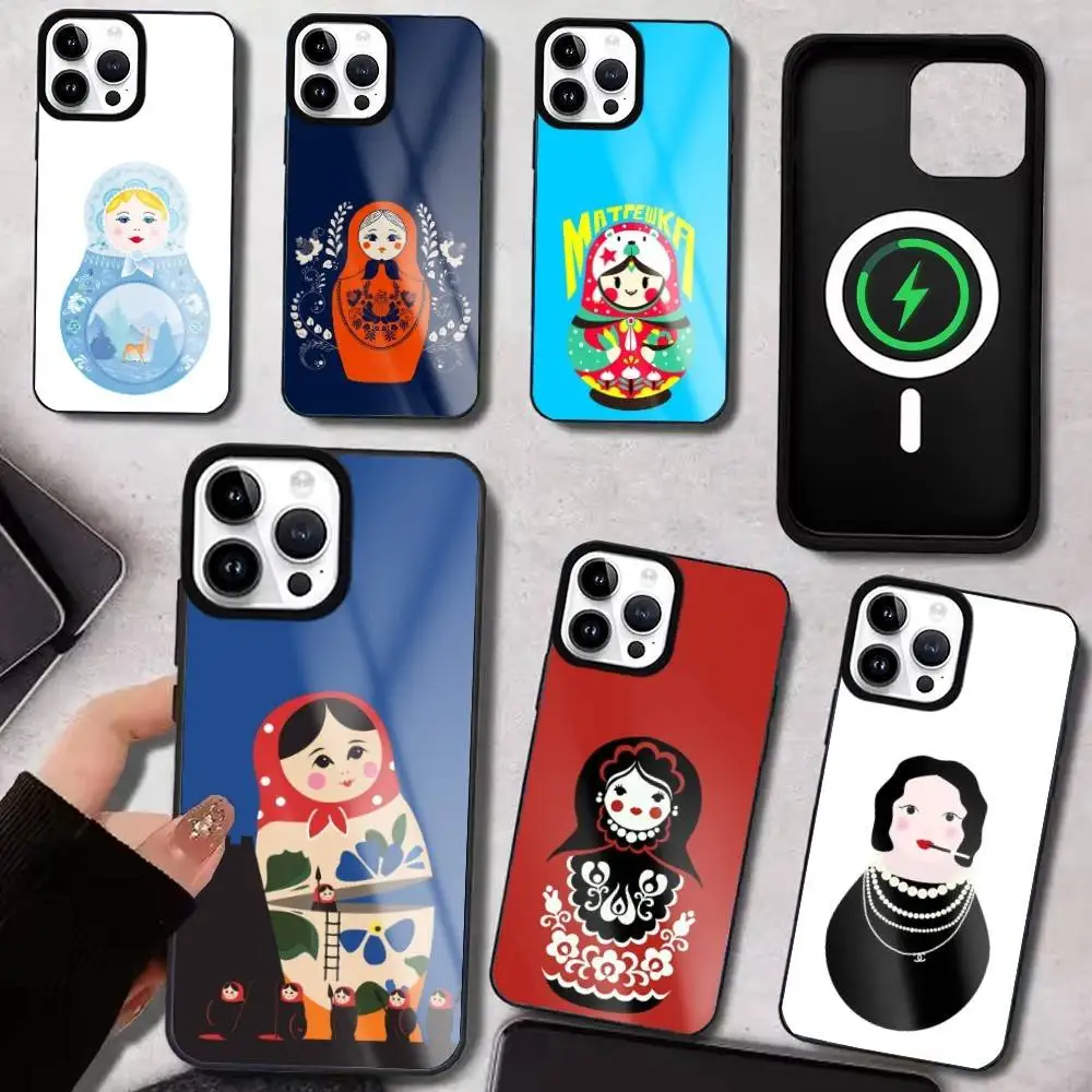 

M-Matryoshka Russian D-Dolls Phone Case For IPhone17 16 15 14 13 12 11 Plus Pro Max Plus Wireless Charger Cover Funda