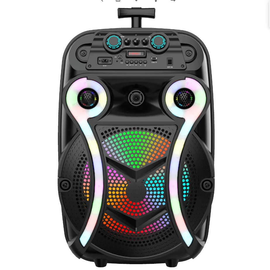 Wireless Dual-microphone Mobile Portable Lever K-song Performance Audio /15-inch Dance High-power Outdoor Speaker