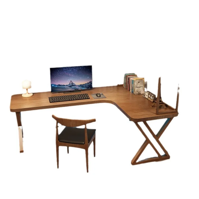 

Solid wood corner integrated small household simple modern bedroom against the wall L shaped desktop e sports table