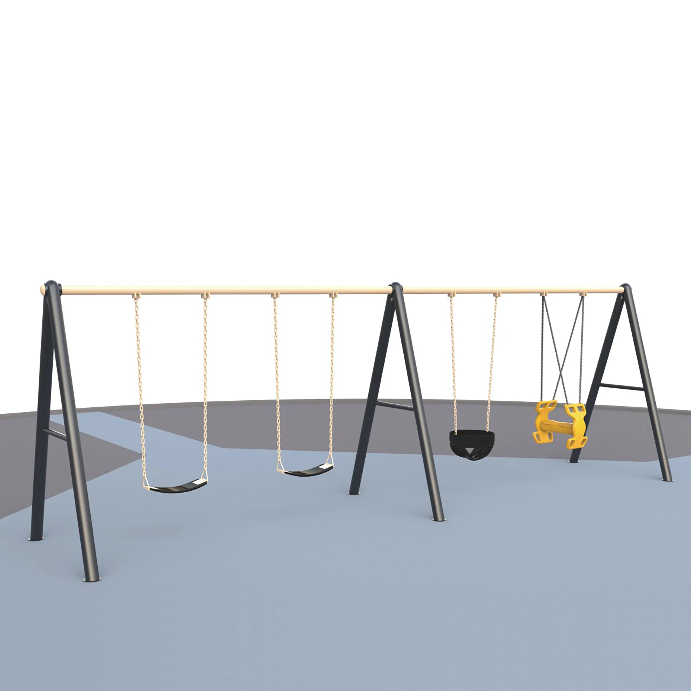 Kids metal outdoor playground swing with 4 seats