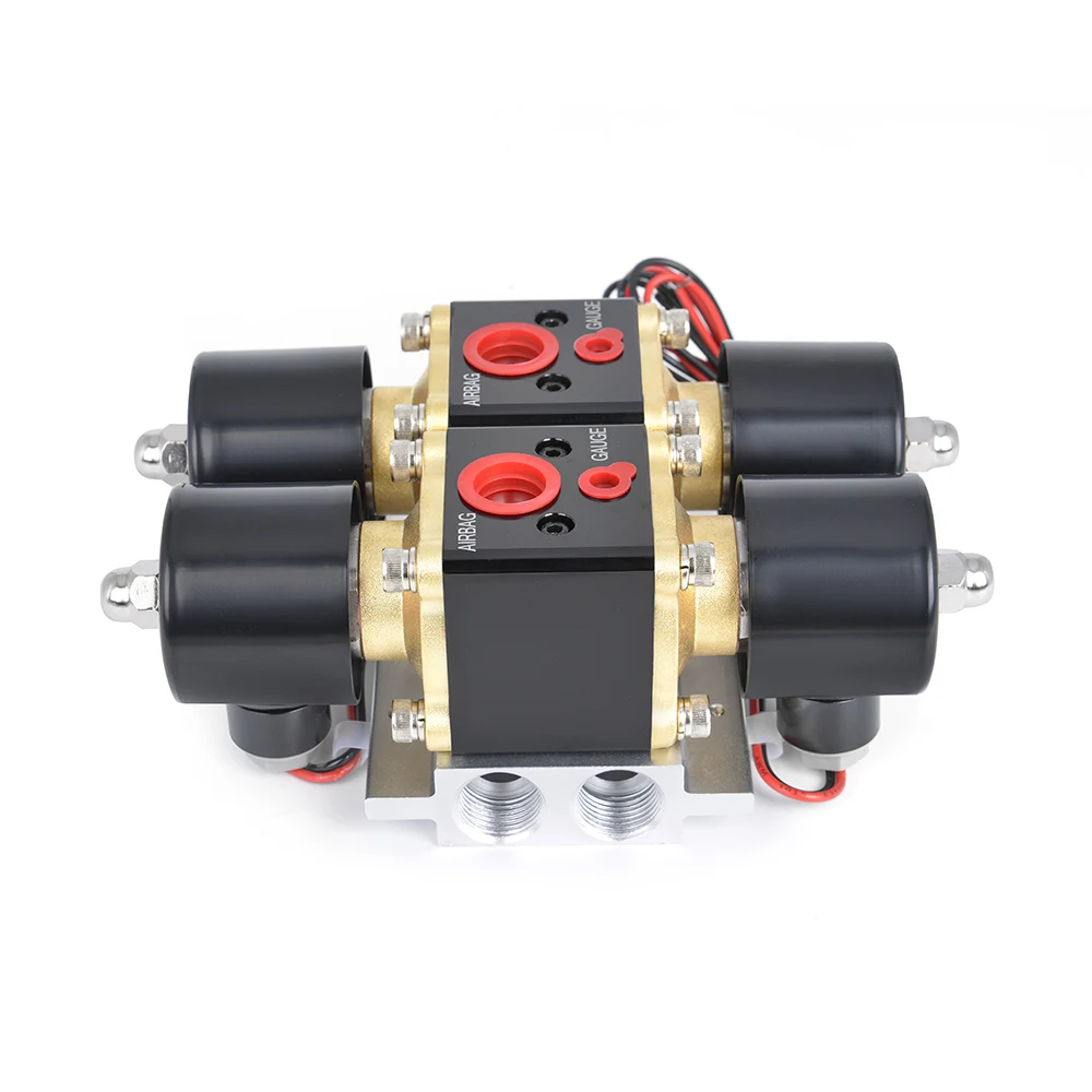 Universal DC12V 200PSI air cycling dual station manifold solenoid valve automotive air suspension