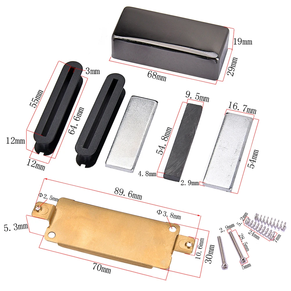 

Copper Shell Pickup Cover Kit for Electric Guitar Humbucker Double Coil DIY Replacement Parts Suitable Style Pickup Frame