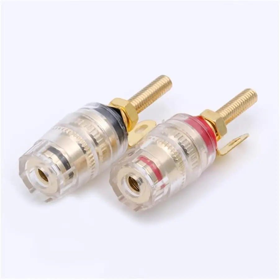 2Pcs Speaker Connectors and Terminals Binding Post HIFI Amplifier Pure Cupper Gold-plated DIY Wire Cable Banana Socket Plug