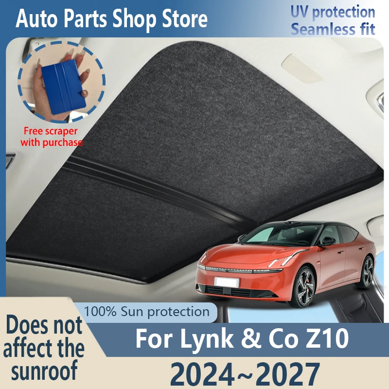

Sun Protection For Lynk & Co Z10 2024~2027 Electrostatic Adsorption Suede Fabric Car Panoramic Sunroof Insulation Visor Anti-UV