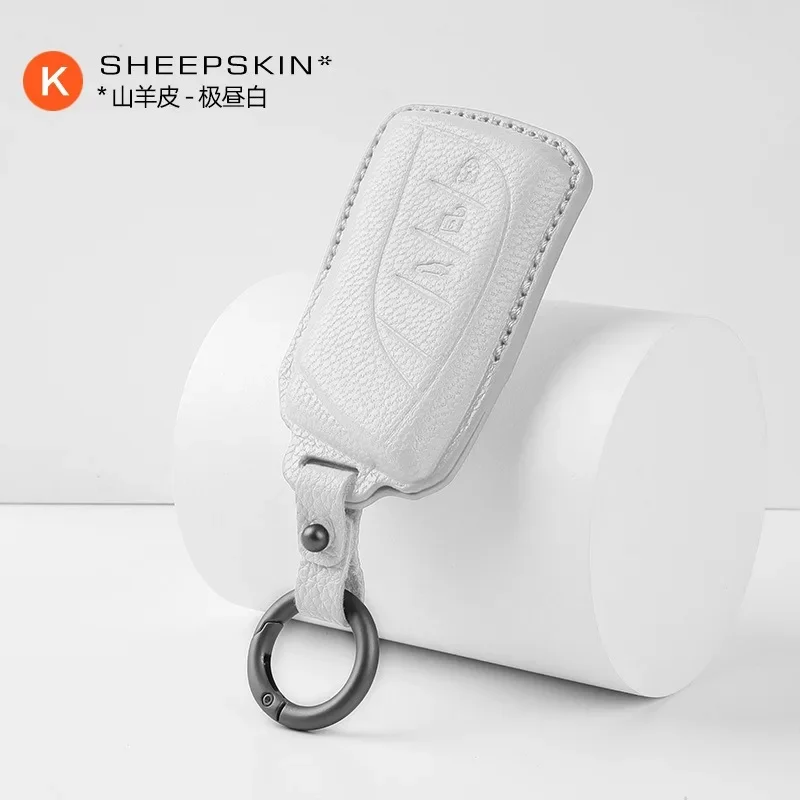 

Goat Leather Car Key Case Cover Holder Key Shell Buckle for Lexus ES300h, ES200, LS500, NX350, and UX260