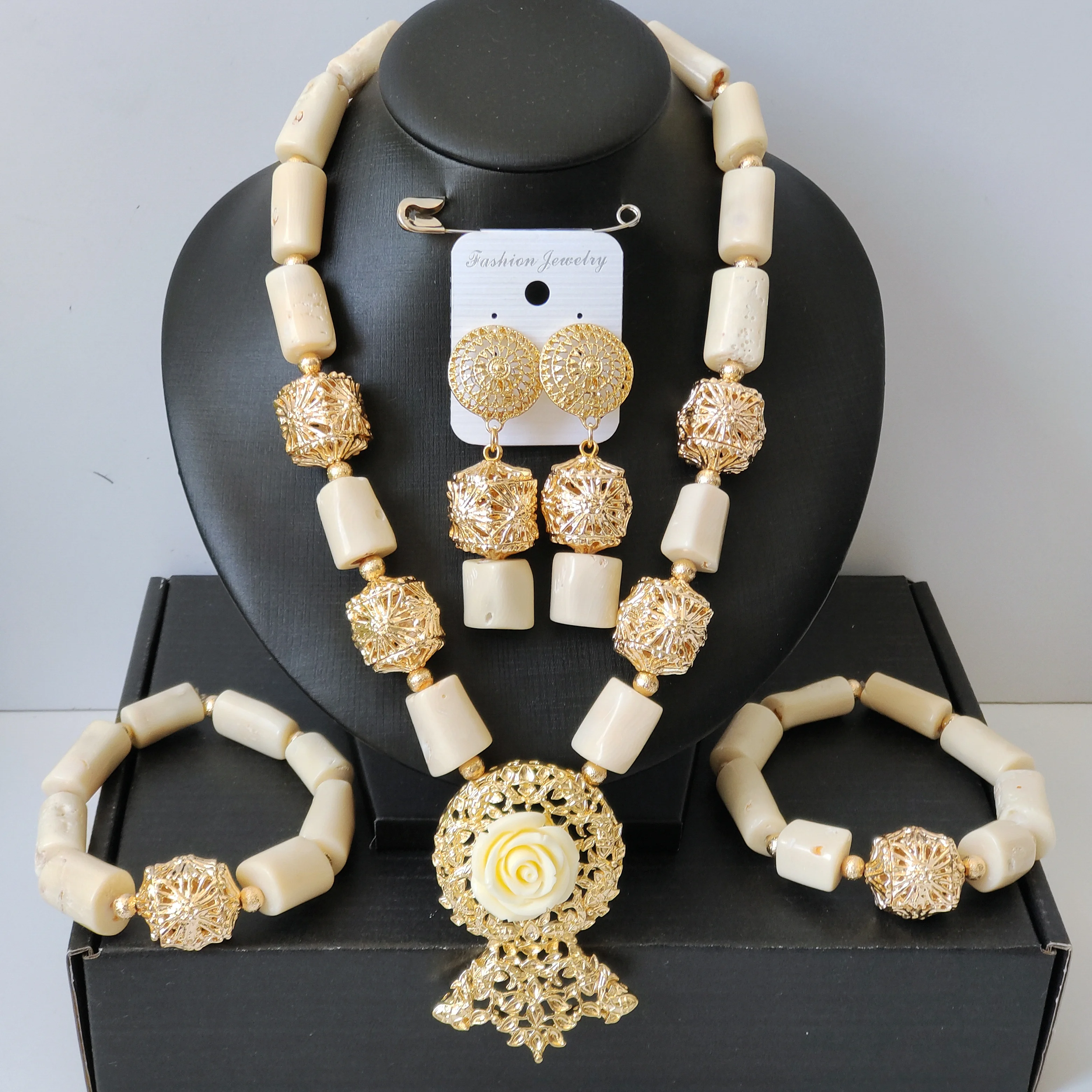 

Whtie Coral Bead Jewelry Set Nigerian Wedding Real Original