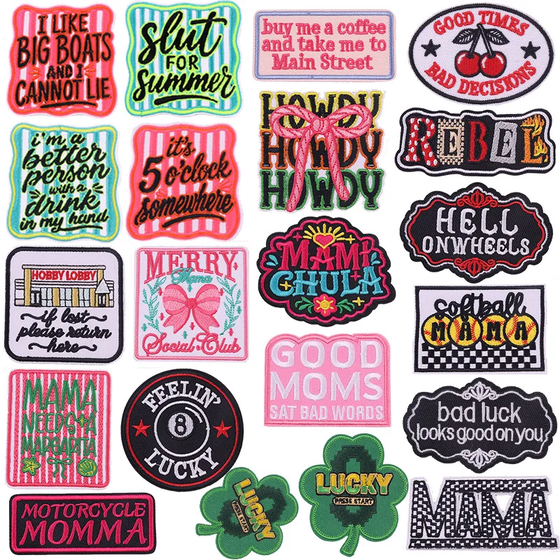 Vintage Letter MAMA Western Funny Slogan Iron-on Sew Embroidery Badge Patch DIY T-shirt Hat Backpack Clothing Applique Sticker