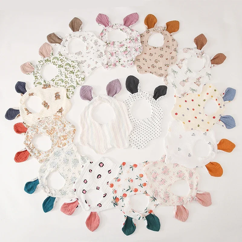 

Baby Cotton Bib Cartoon Rabbit Ears Feeding Towel Water Absorbent Saliva Towel Newborns Burp Cloth for Boy Girls Accessories