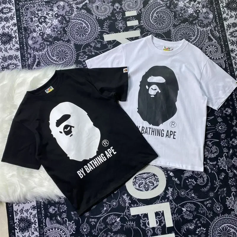 

AAPE BY A BATHING APE Japanese Fashion Brand Ape Short Sleeve Male Summer Pure Cotton Loose Round Neck Casual Ins Female T-shirt