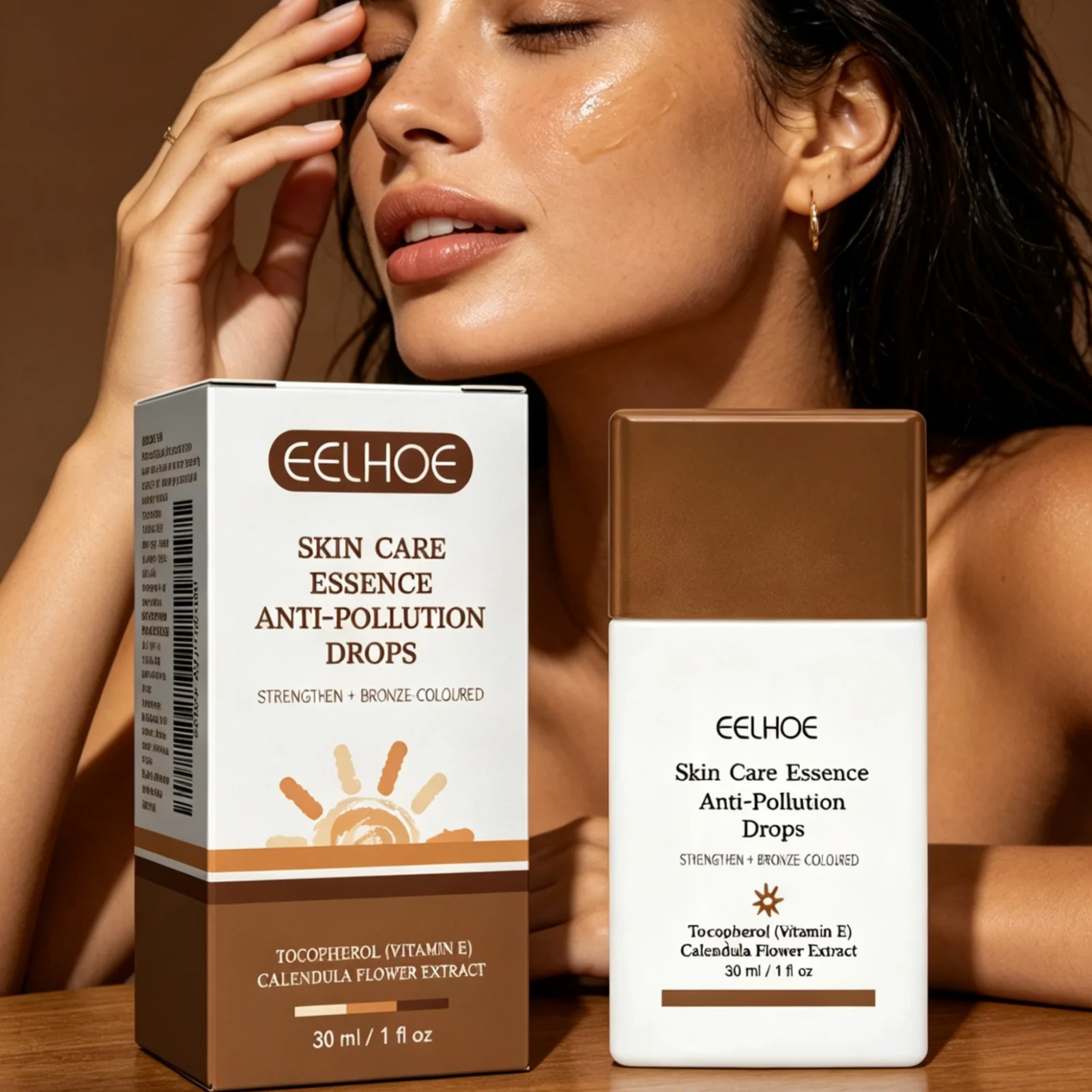 EELHOE Tanning Gel Even Skin Tone Deep Moisturizing Glowing Fast Absorbing Non Greasy Mild Ingredients Self Tanning Drops 30ml