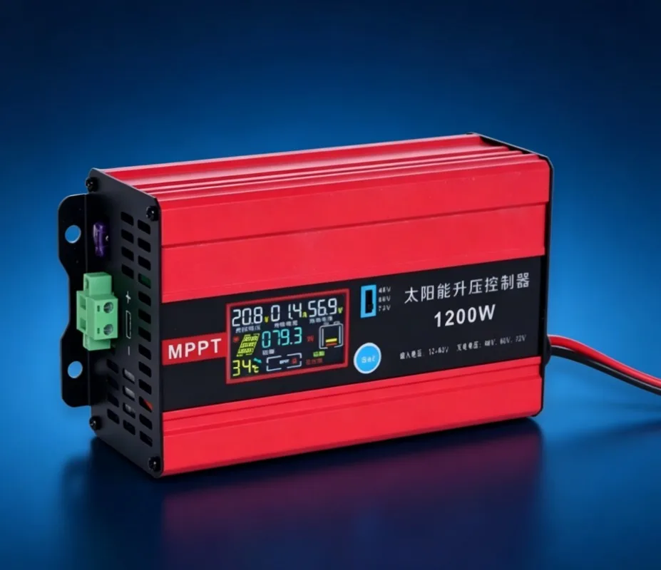 600W/1200W MPPT Solar Boost Controller 48V 60V 72V EV Charger 30A LCD for Golf Cart/Lithium Battery