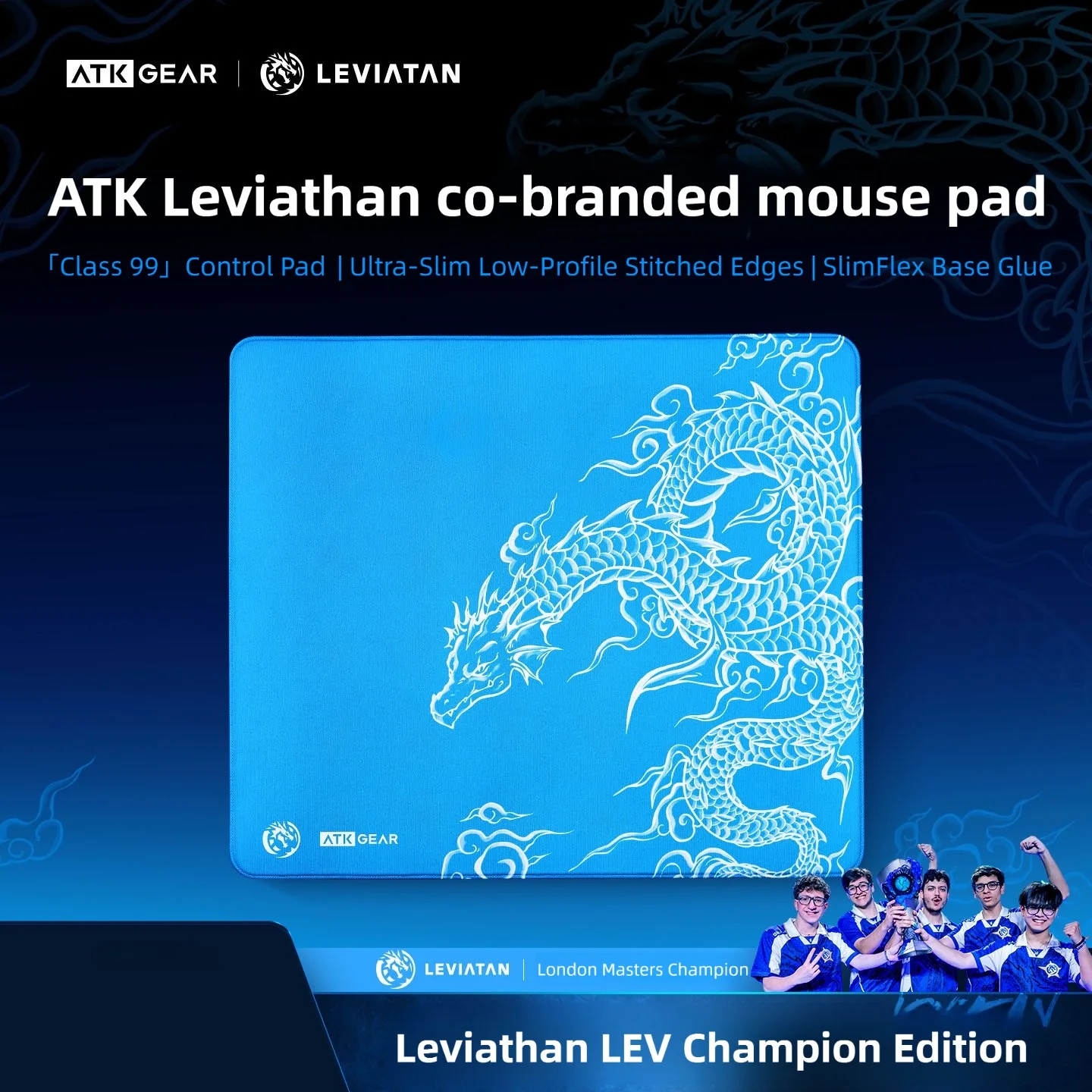 ATK Leviathan Gaming Desk Mat Large 490x420x4mm Class 99 Anti-Slip Inoue PORON Fast Precise FPS Valorant CSGO E-sports Mouse Pad