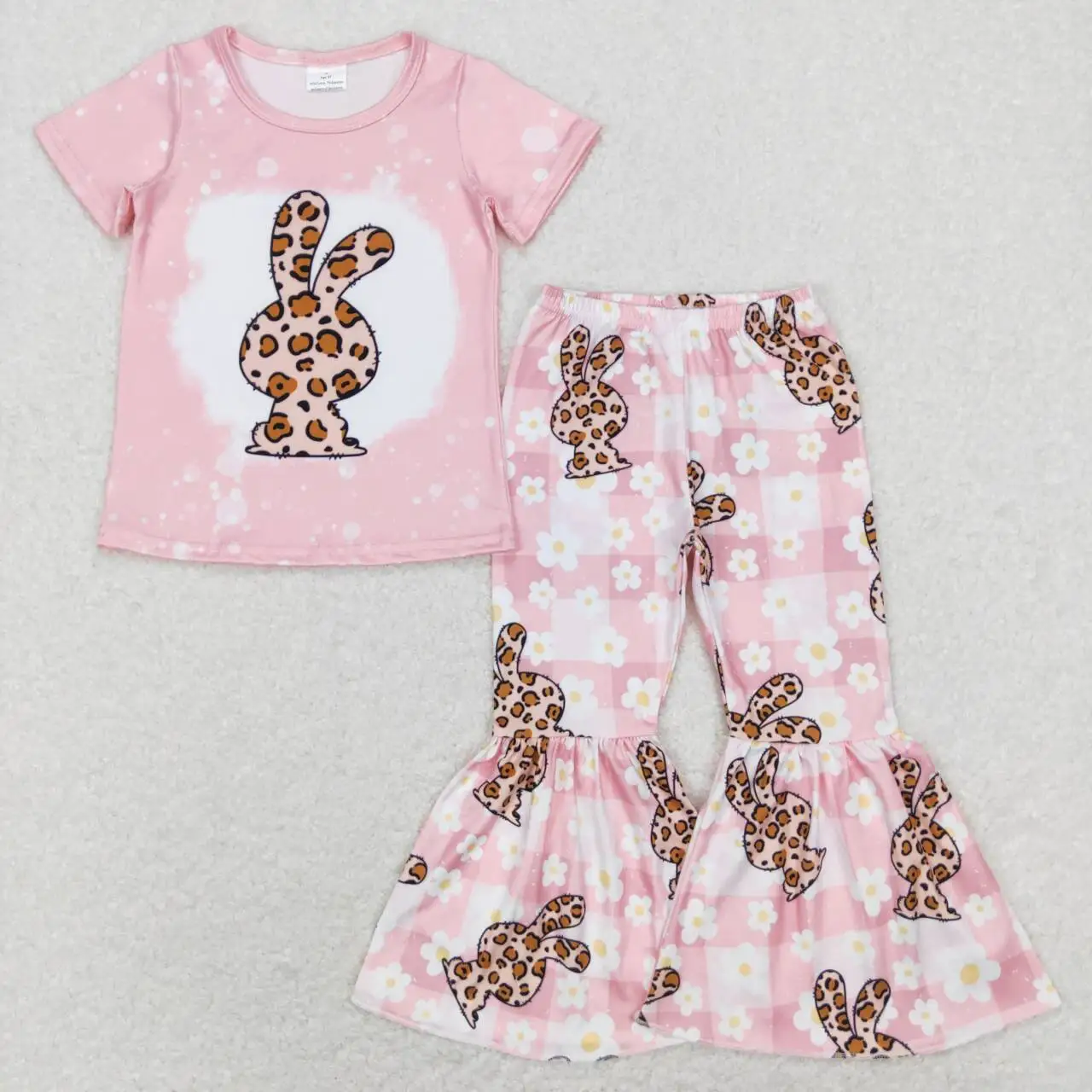 

GSPO1181 New Arrival Toddler Girls Clothes Short Sleeve Top With Pants Set Kids Easter Outfits