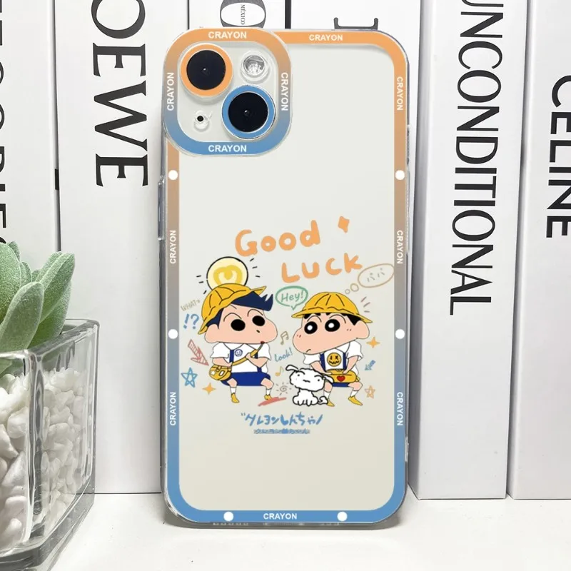 CrayonS S-ShinchanS Phone Case Telefoon For IPhone 15ProMax 13 14 12 11 Pro Max Mini Transparent Angel Eyes Cover