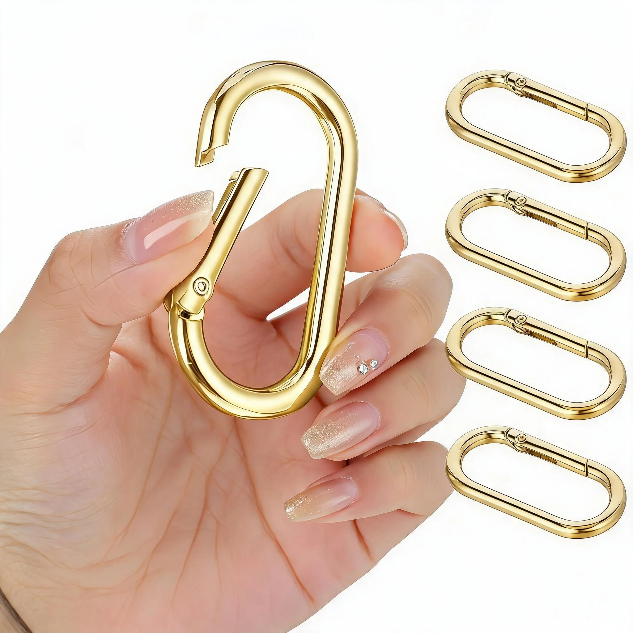 5 pçs primavera o anel clipe forma oval snap clip chaveiros bolsa cinta extensor clipe de metal primavera chaveiro fivela redonda