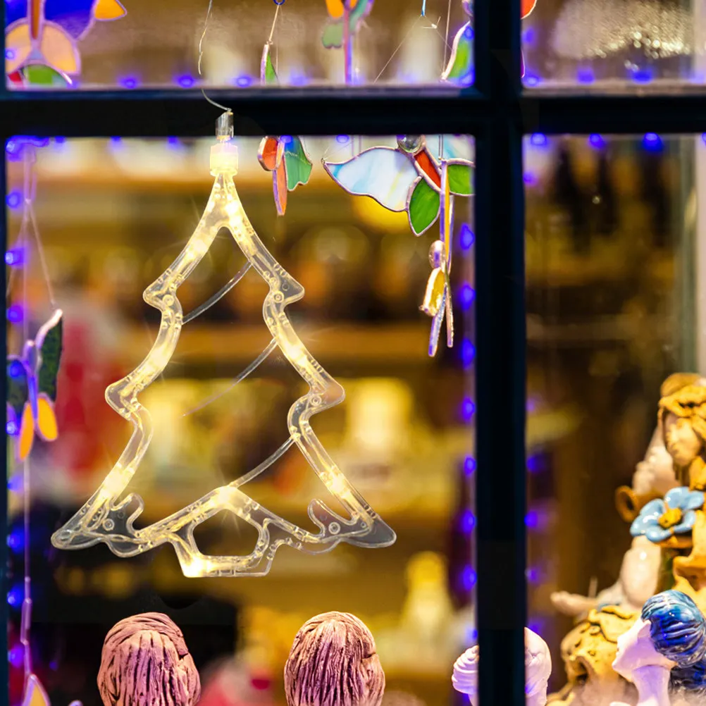 8 LED Window Hanging Light with Suction Cup for Glass Indoor Decoration Christmas New Year Eve Wedding Festival Warm White