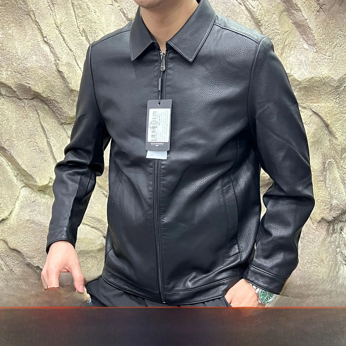 

Eco-Leather Jaet Men's New Autumn Commuter Casual Sle Windproof Zipper Closure Long Sve Stand Fit