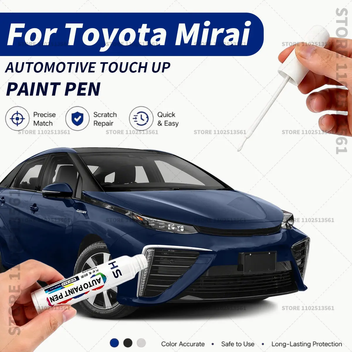 For Toyota Mirai White Black Automotive Touch Up Paint Pen Car Paint Scratch Remover Quick Dry Repair Brush for Vehicle Paint