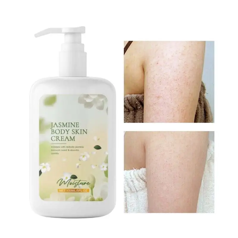 Crema corporal de jazmín, hidratante, nutritiva, iluminadora, exfoliante, para piernas, brazos, espalda, cuidado de la piel corporal, 150ml