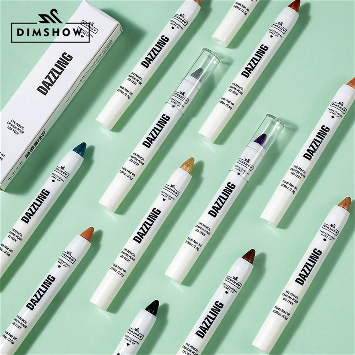 12 Colors Pearlescent Eyeshadow Pencil Multi-color Eyeshadow Pen Under-eye Highlight Waterproof and Long-lasting Shimmering Pen