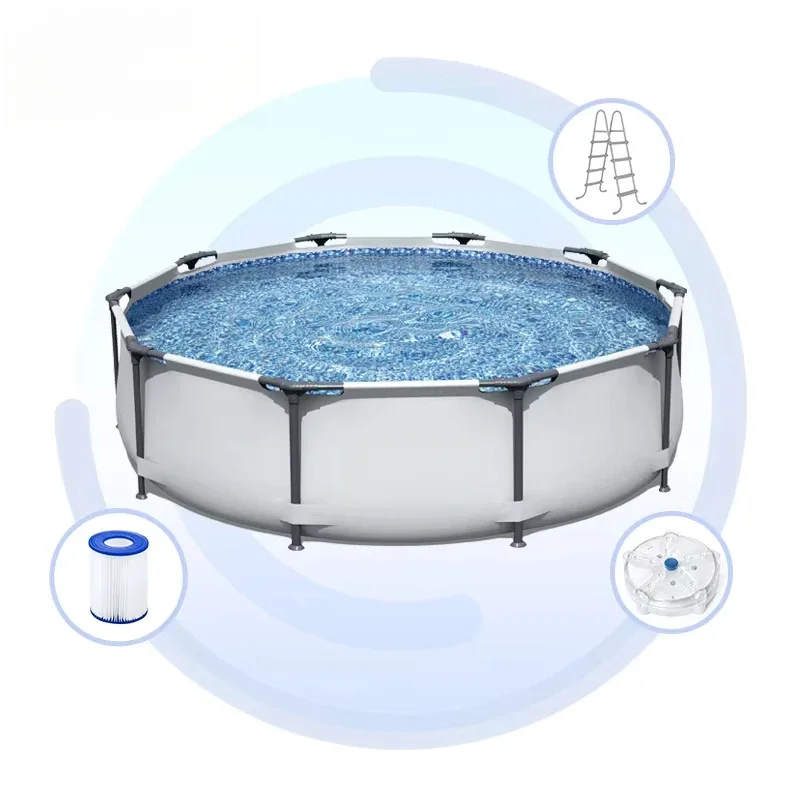 Metal Frame Swimming Pool Family Round Steel Ground Round Frame Adult Swimming Pool