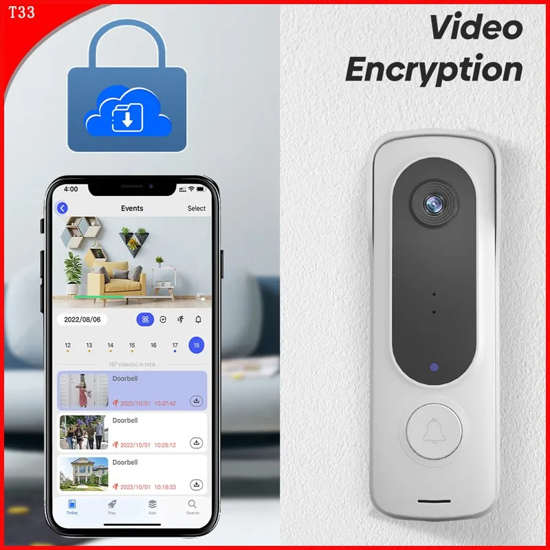 T33 Wireless Visual Smart Doorbell Voice Intercom Home Alarm Wifi Mobile Remote Electronic Peephole