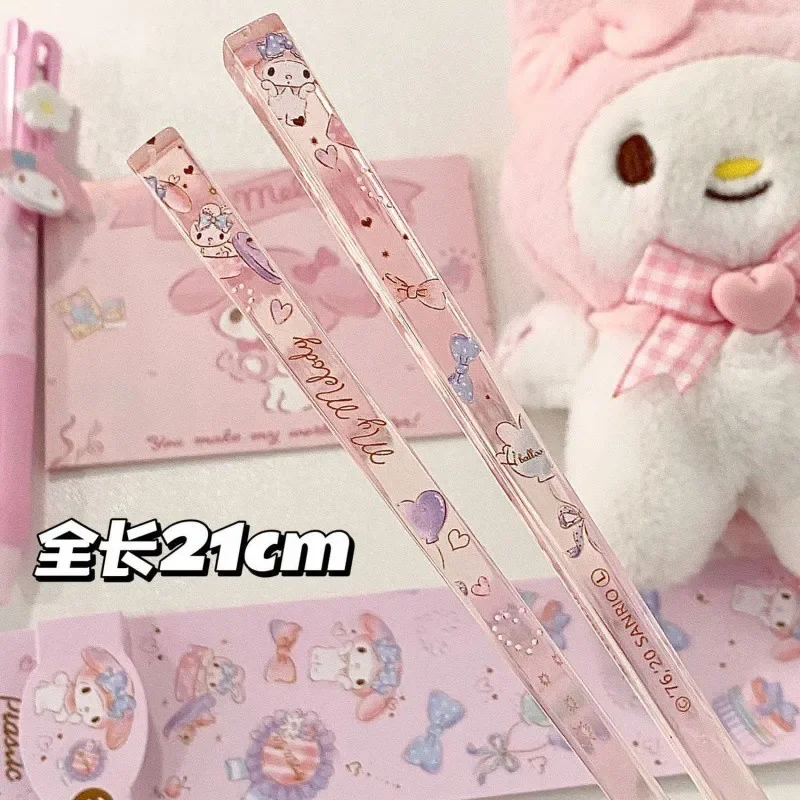 Sanrio sumpit cina manis My Melody gadis peralatan makan indah Cinnamoroll akrilik Anime Merch hadiah ulang tahun anak-anak