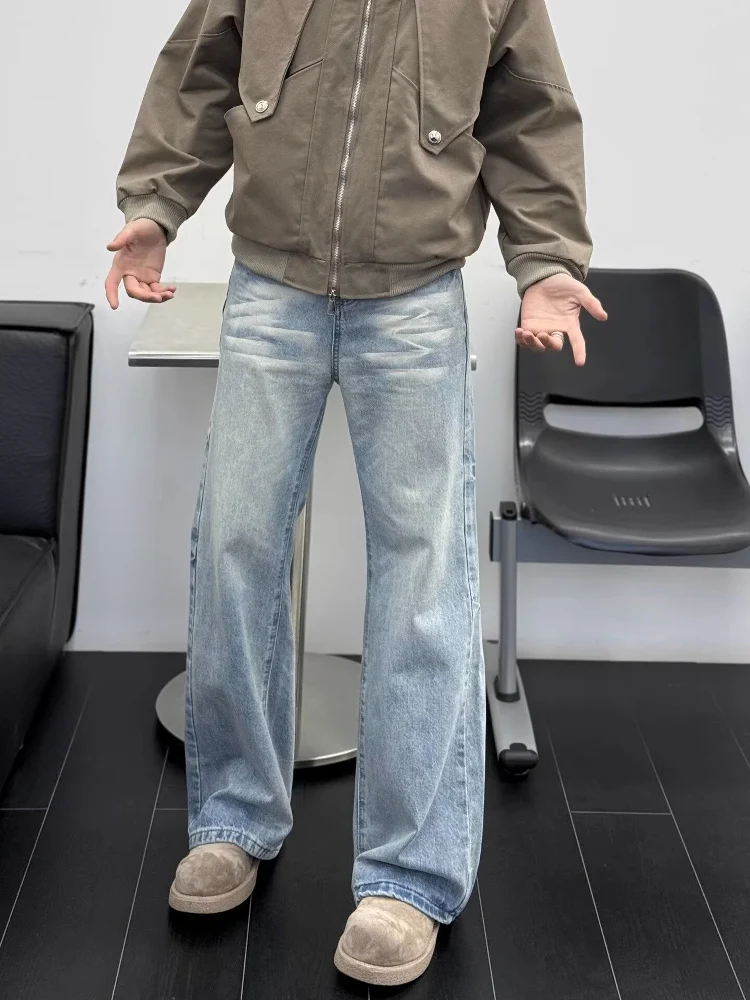 جينز رجالي فضفاض من American Retro Waed High Street كاجوال للتخسيس طويل القامة ومتعدد الاستخدامات سروال طويل فضفاض مستقيم الساق #1