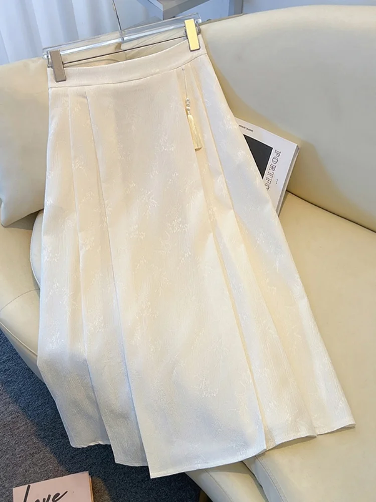 New Chinese Style High Waist Floral Embroidery Half Skirt for Women Summer plus Size Slimming Beautiful Korean Style Commute
