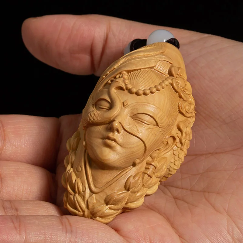 XS754- 7 General Lou LAN Figurine Boxwood Sculpture Netsuke Decoration Craft Gift Miniatur Ornaments