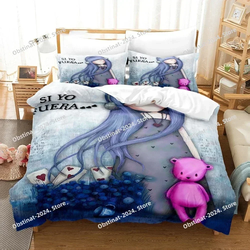 3D Kawaii Gorjuss Duvet Cover Santoro Gorjuss Bedding Set Printed Comforter Quilt Bed Cover Pillow Case 3 Pieces Kids Adult Size