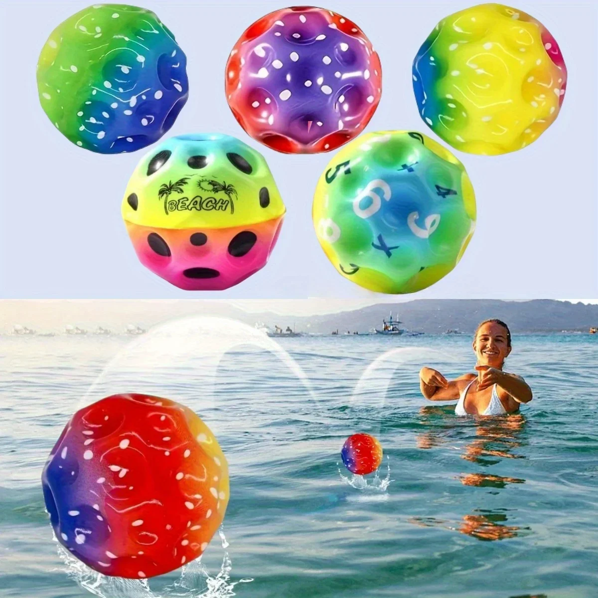 3/1pc Random Styles And Colors Pool Rebound Water Ball, Durable Floating Ball, High Elasticity Beach Ball - Colorful, Soft And Elastic, Suitable for Swimming Pools, Beaches And Outdoor Activities, Swimming Pool Accessories | Fun Swimming Pool Ball view 2