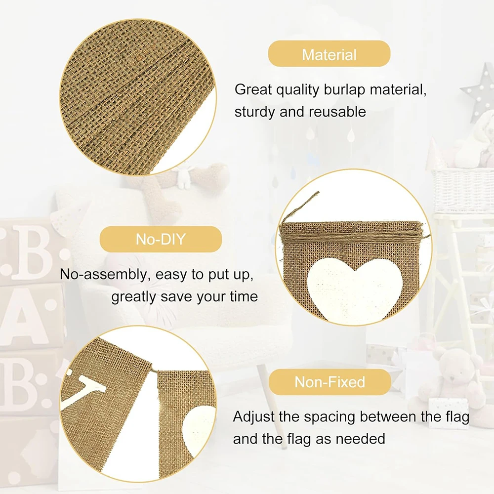 Welcome Baby Sign Burlap Banner Baby Shower Decoration Banner For Girls Boys Baby Announcement Sign Decorations Banners - view 4
