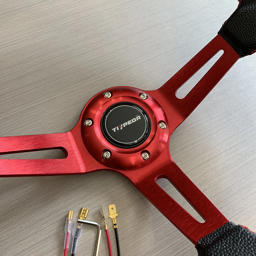 High quality Deep Dish PVC leather competitive drift steering wheel sim