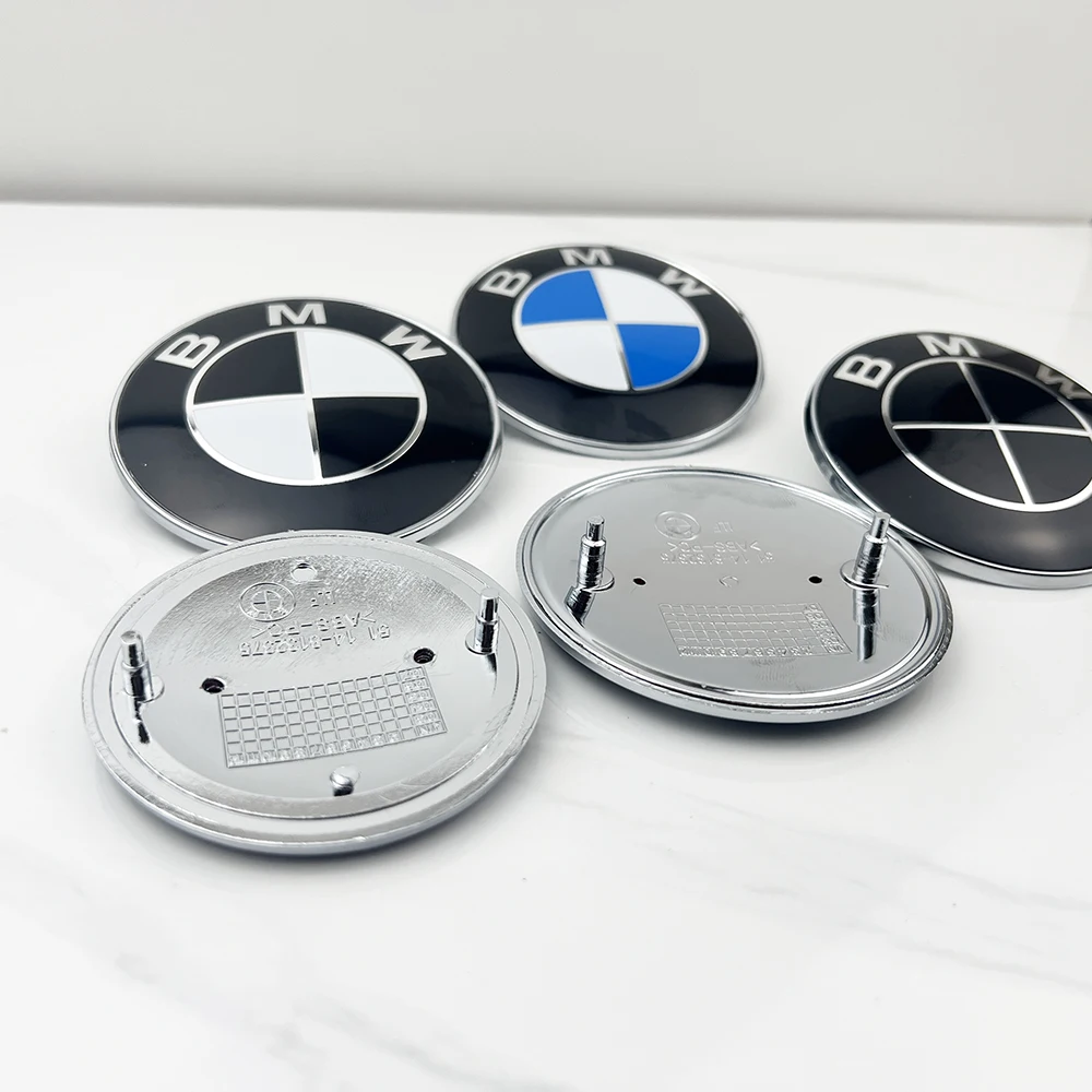 2pcs 74mm 82mm Front Hood Emblem Foot Rear Boot Badges ABS logo For BMW M POWER F10 E64 E63 E60 E52 E83 E46 E92 E90 E93 X1 X3 X5