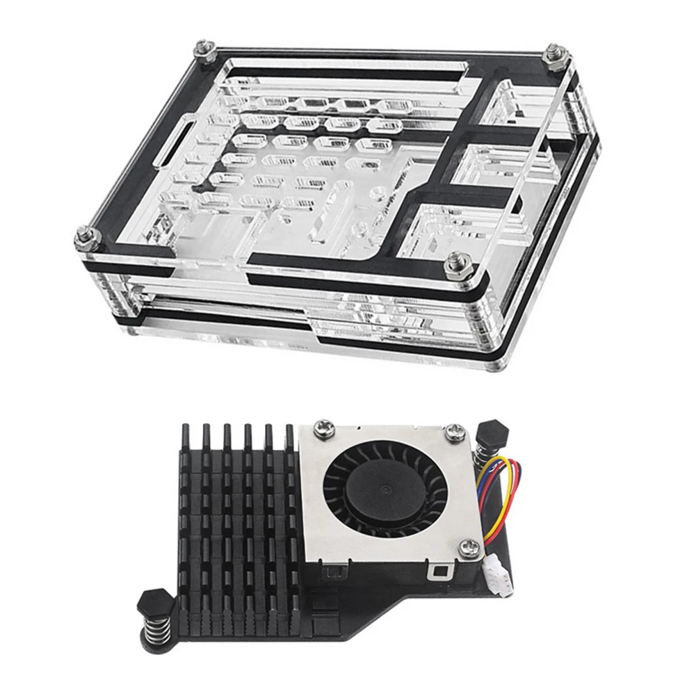Casing Akrilik Transparan Mendukung Pendingin Aktif Resmi 9 Lapisan Kotak Pelindung untuk Raspberry Pi 5 4GB/8GB