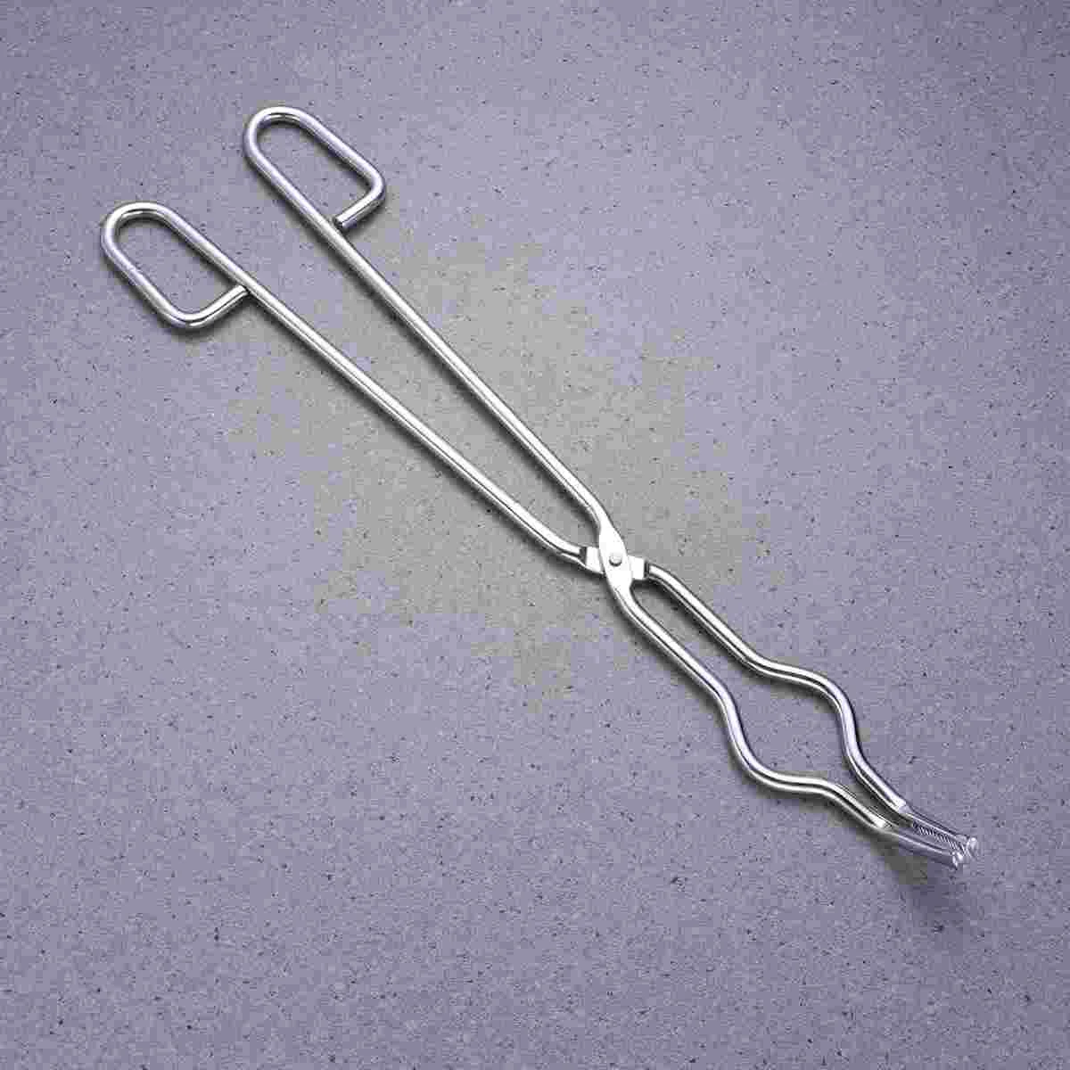 45cm Chromium Plated Steel Crucible Beaker Tongs Experiment Accessory (Silver)