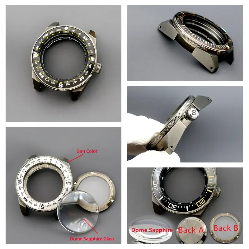 Gun Color Men‘s Watch Diving Case Fit King Samurai PROSPEX Series Watch For NH34 4R35 4R36 NH35 NH36   Automatic
