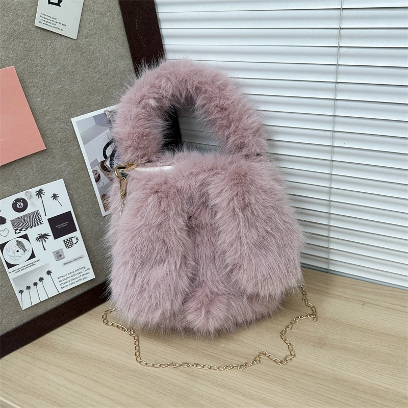 

Flannel Chains Cute Crossbody Bags Interior Compartment Solid Zipper 2024 Hot Sale Bags for Women Versatile Women's Handbags