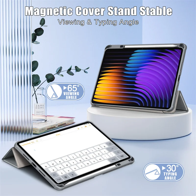 For Xiaomi Pad 7 Case With Pen Holder PU Leather Acrylic Back Fold Smart Cover For Xiaomi Pad 7 Mi Pad 7 Case 11.2 inch