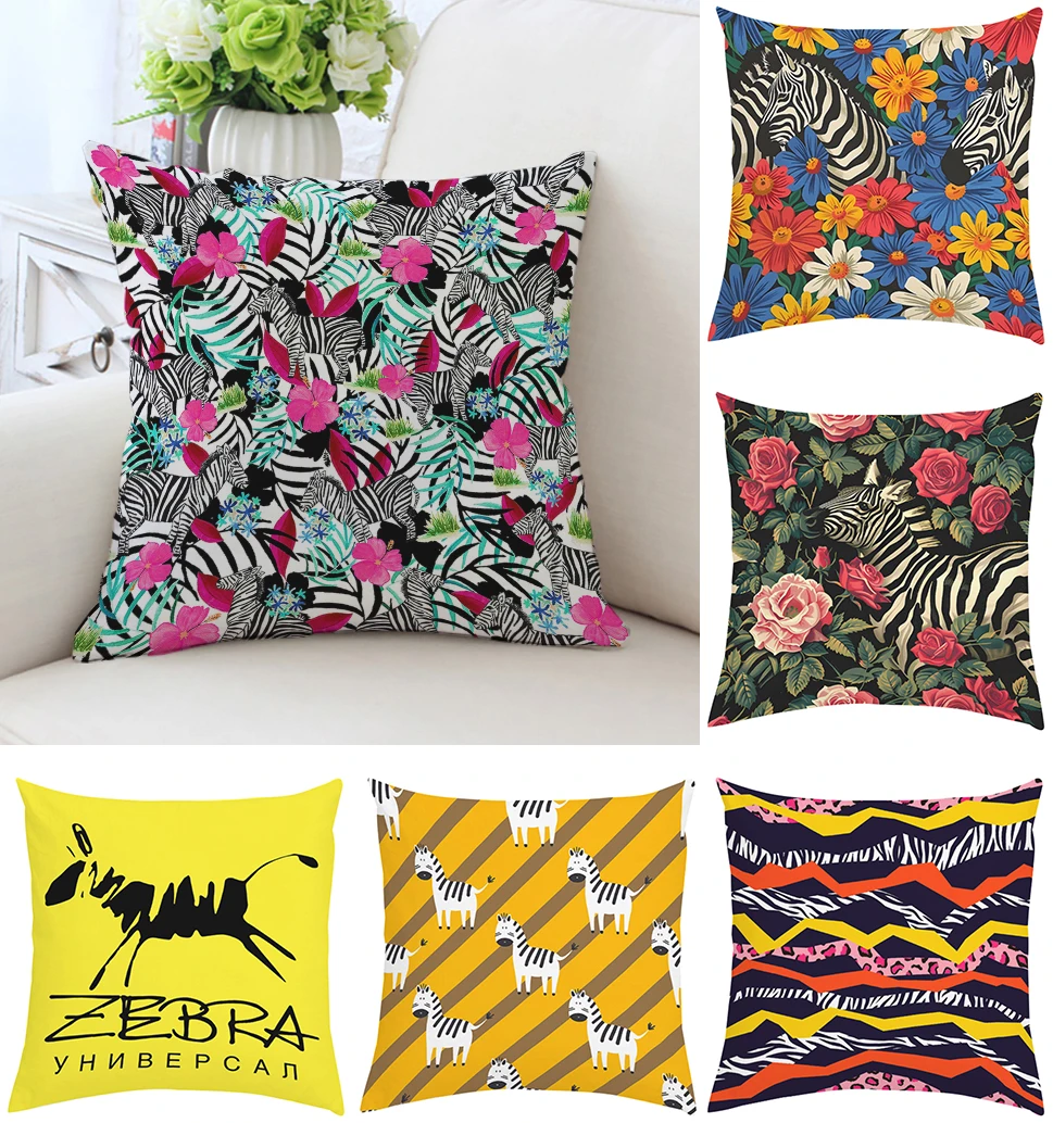 

45x45cm Zebra Fashion Sofa Decoration Cushion Cover Double sided Printed Pillow Cover Chair Waist Cushion Home Decoration Gift