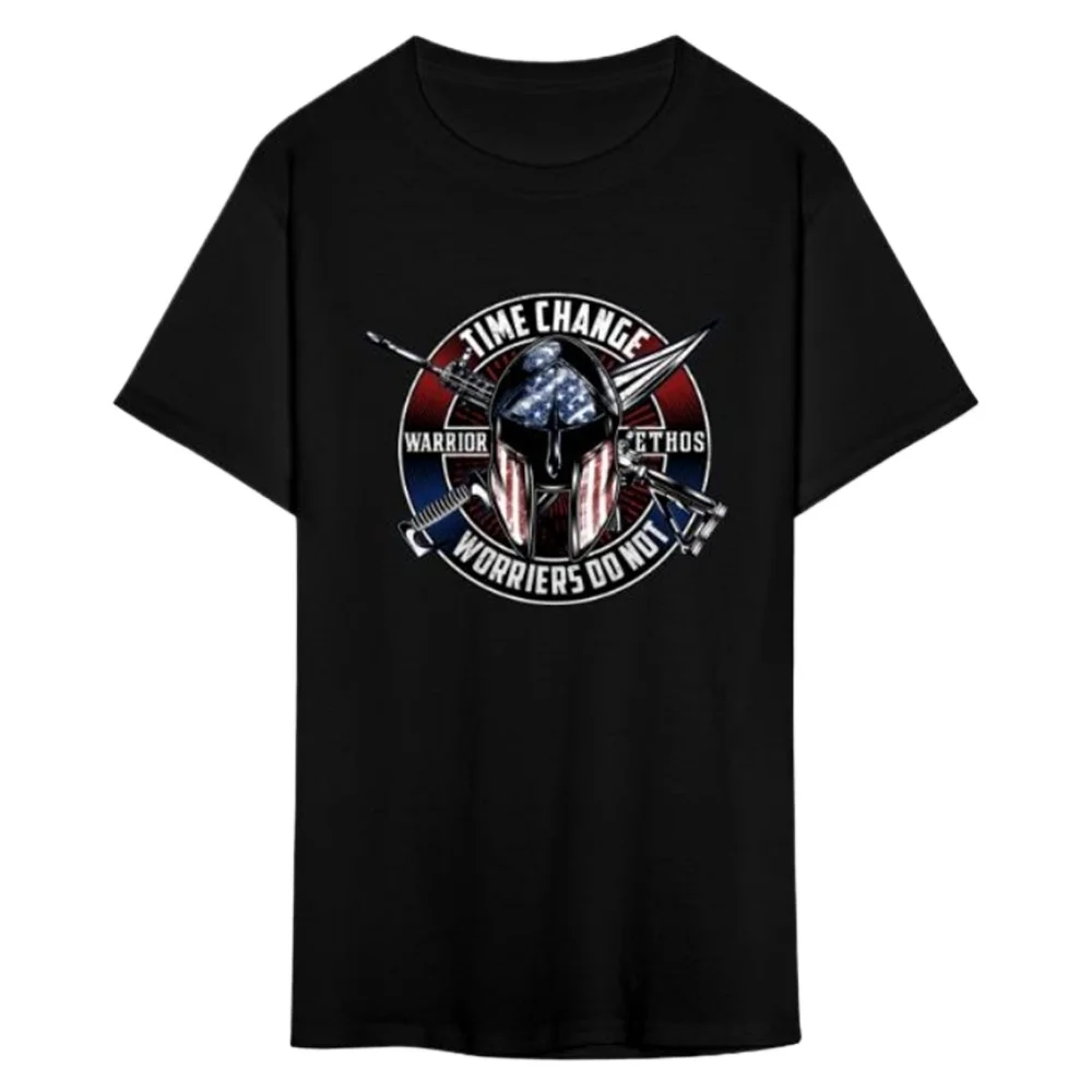 USA Flag Spartan Helmet American Warriors Ethos Veterans Day T-Shirt 100% Cotton O-Neck Short Sleeve Summer Casual Mens T-shirt