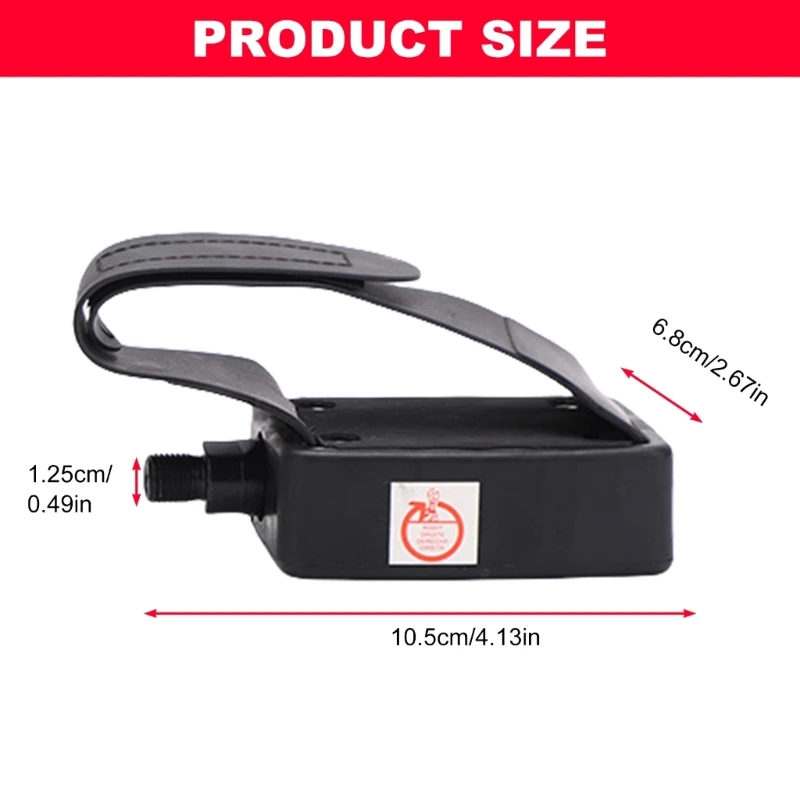 Plastic Exercise Bike Pedals with Quick Locks Mechanism Nonslip Adjustable Strap for Indoor Outdoor Fitness Equipment