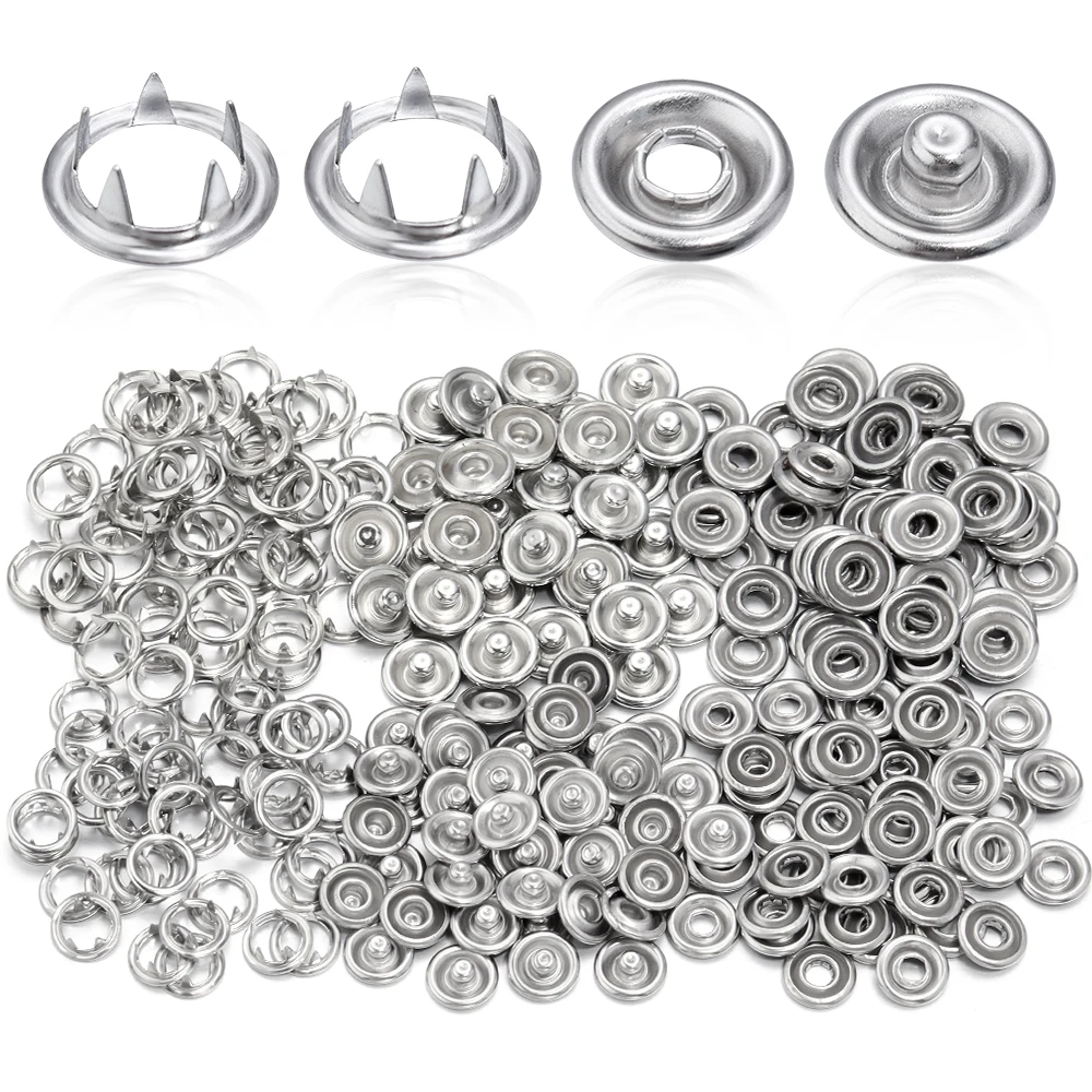 50Sets 7.5/9.5/11mm Iron Snap Button Metal Press Button Studs Fasteners For Crafts Sewing Leather Clothes Bags DIY Accessories