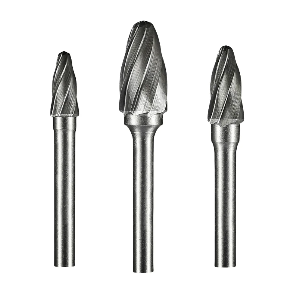 

6mm Shank Coarse tooth Type F Carbide Burr Taper Bit Rotary File Milling Cutter Single Groove high efficiency for Hard Wood