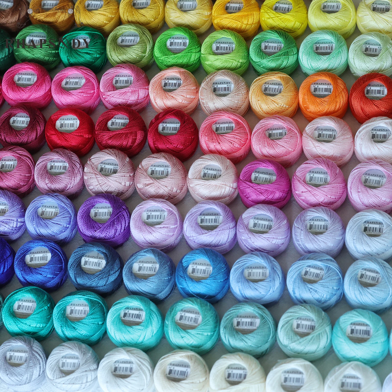 Rhapsody Size 8 Pearl Cotton #8 Perle Crochet Thread Egyptian Cotton Double Mercerized Embroidery Sewing Needlework