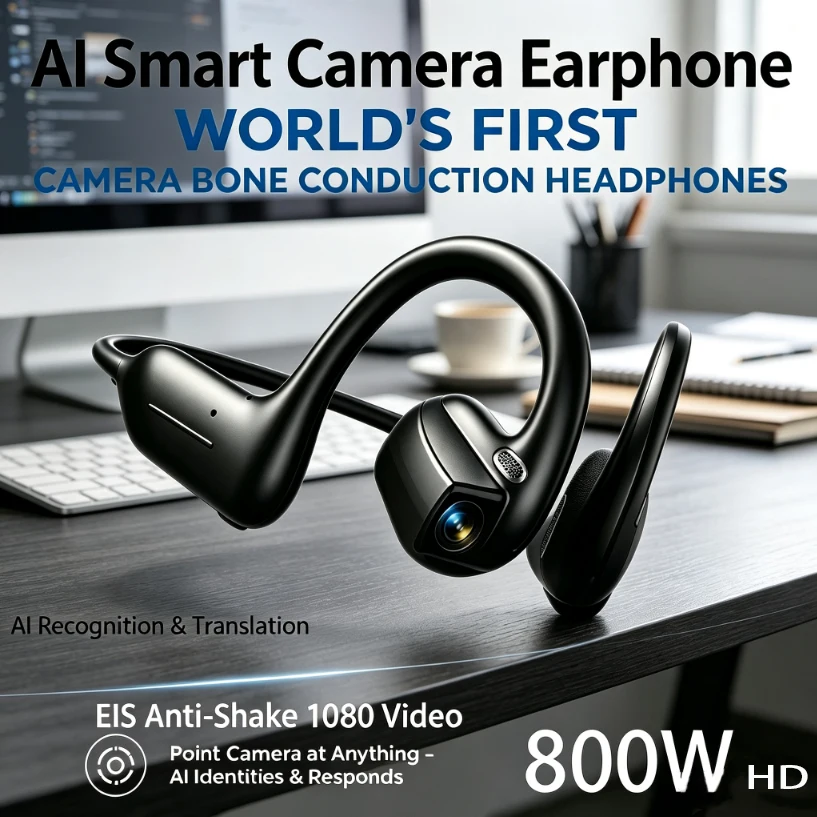 2026 New Smart Earphones Dynamic Sound Effects Music Bluetooth HD Calls 800W Smart Camera Real-time Translation Smart Earphones