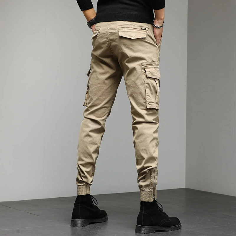 

Мужские рабочие брюки American Sle, осенне-зимние, новые, из чистого хлопка, облегающие, с поясом, с множеством карманов, карго-брюки