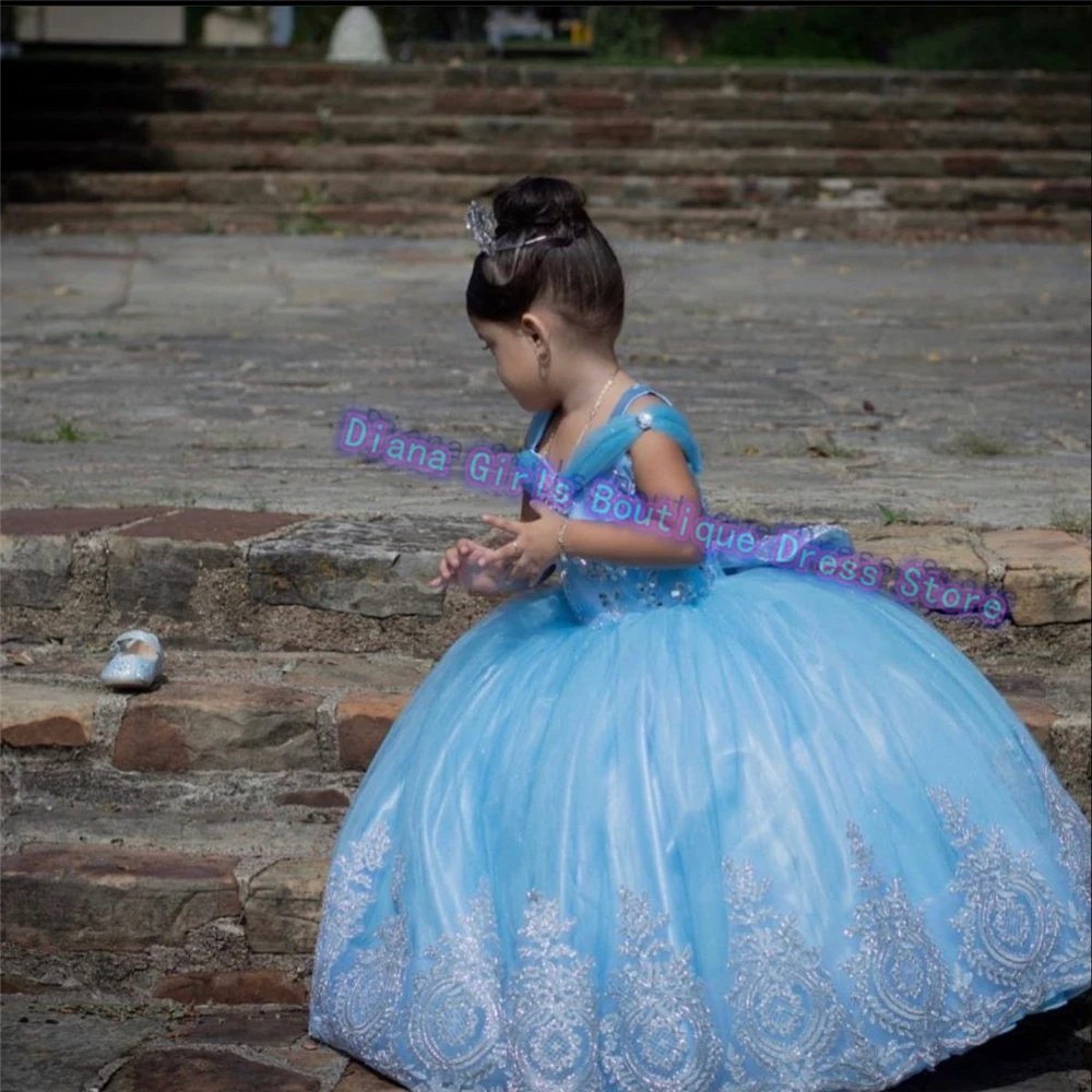 

Lovely Quality Flower Girl Dress for Little Girls Wedding Princess Ball Lace Appliques Off Shoulder First Communion Ball Gowns