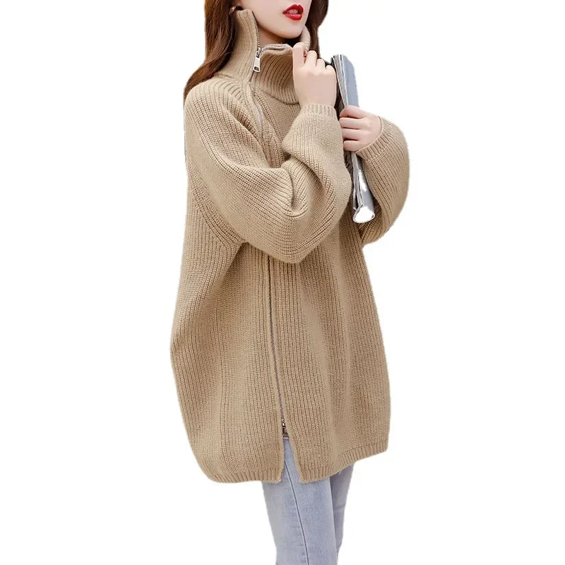 Large Size Thick High Neck Sweater Women\'s Loose Fitting Pullover Versatile Knitted Sweater Autumn and Winter 2024 New Item